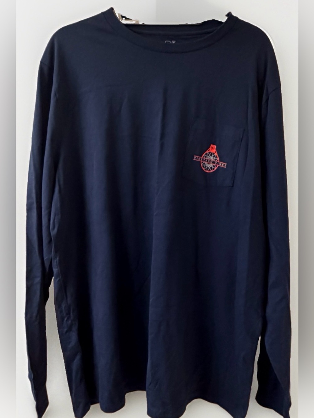 NWT Vineyard Vines Mens Navy Blue Basketball Long Sleeve Pocket Tee Shirt XL